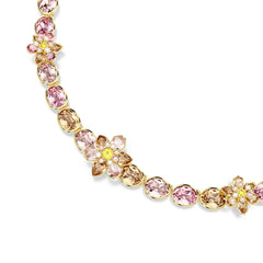 Idyllia necklace, Mixed cuts, Flower, Multicolored, Gold-tone plated