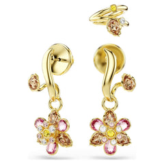Idyllia earrings Set (3), Mixed cuts, Flower, Multicoloured, Gold-tone plated