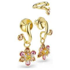 Idyllia earrings Set (3), Mixed cuts, Flower, Multicoloured, Gold-tone plated