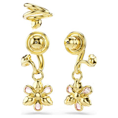 Idyllia earrings Set (3), Mixed cuts, Flower, Multicoloured, Gold-tone plated