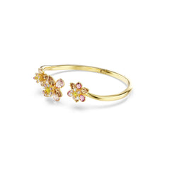 Idyllia bangle, Mixed cuts, Flower, Multicolored, Gold-tone plated