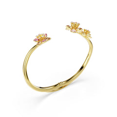 Idyllia bangle, Mixed cuts, Flower, Multicolored, Gold-tone plated