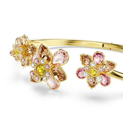 Idyllia bangle, Mixed cuts, Flower, Multicolored, Gold-tone plated