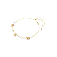 Idyllia necklace, Crystal pearl, Mixed cuts, Flower, Multicolored, Gold-tone plated