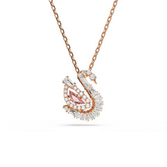 Swan pendant, Mixed cuts, Swan, Pink