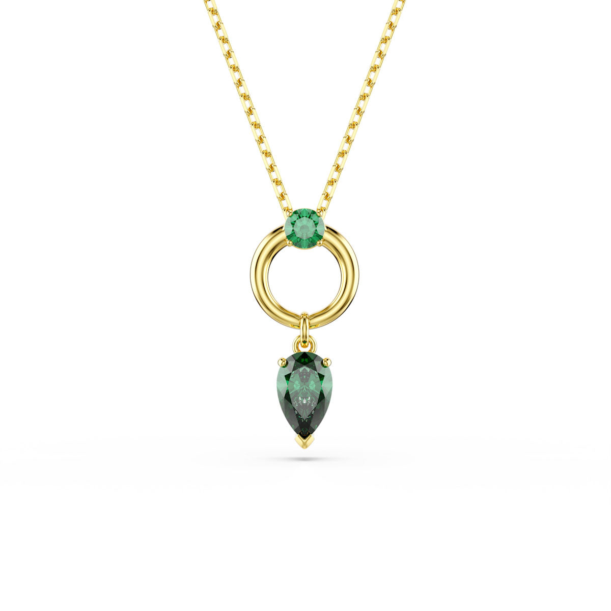 Mesmera pendant, Mixed cuts, Green, Gold-tone plated