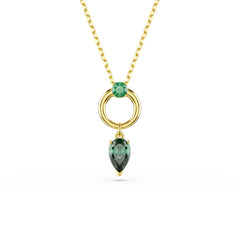 Mesmera pendant, Mixed cuts, Green, Gold-tone plated