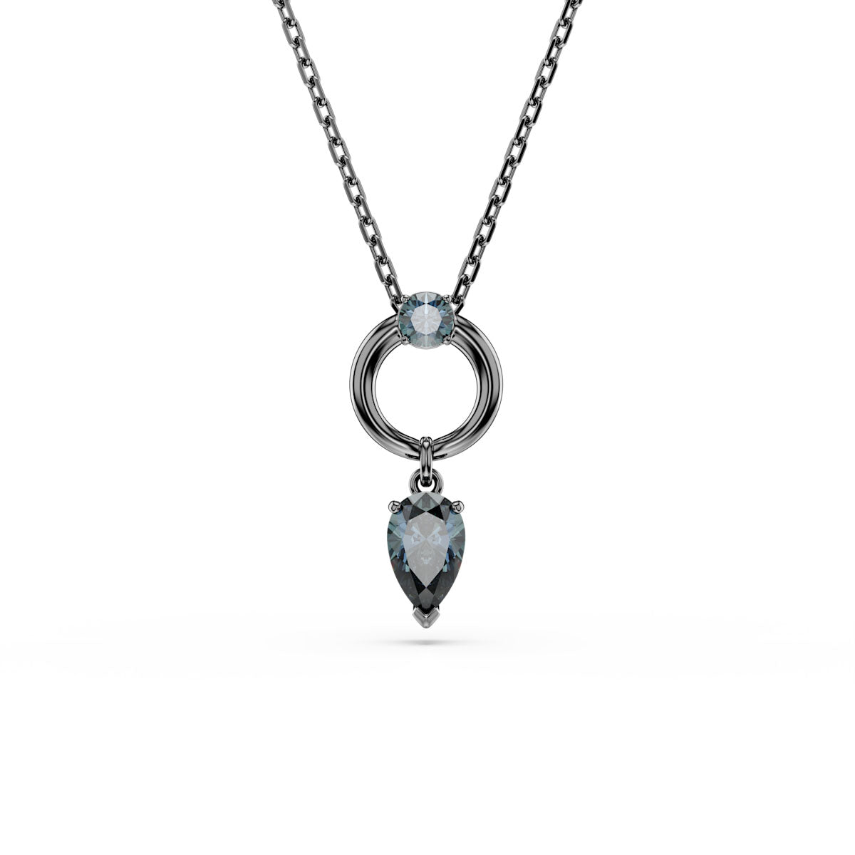 Mesmera pendant, Mixed cuts, Gray, Ruthenium plated