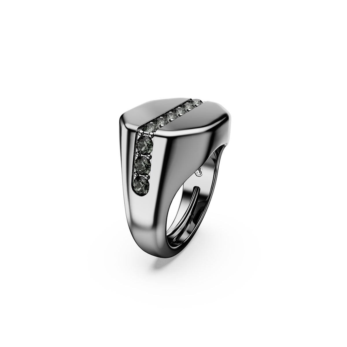 Dextera Octagon ring, Octagon shape, Round cut, Black, Ruthenium plated