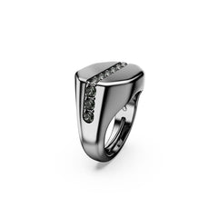 Dextera Octagon ring, Octagon shape, Round cut, Black, Ruthenium plated
