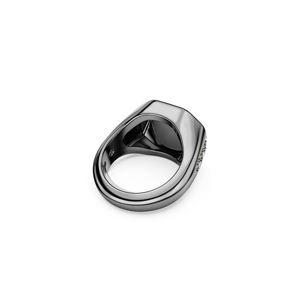 Dextera Octagon ring, Octagon shape, Round cut, Black, Ruthenium plated