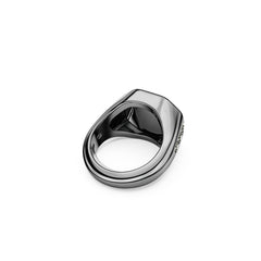 Dextera Octagon ring, Octagon shape, Round cut, Black, Ruthenium plated