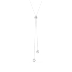 Una Angelic Y pendant, Round cut, White, Rhodium plated