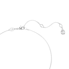 Una Angelic Y pendant, Round cut, White, Rhodium plated