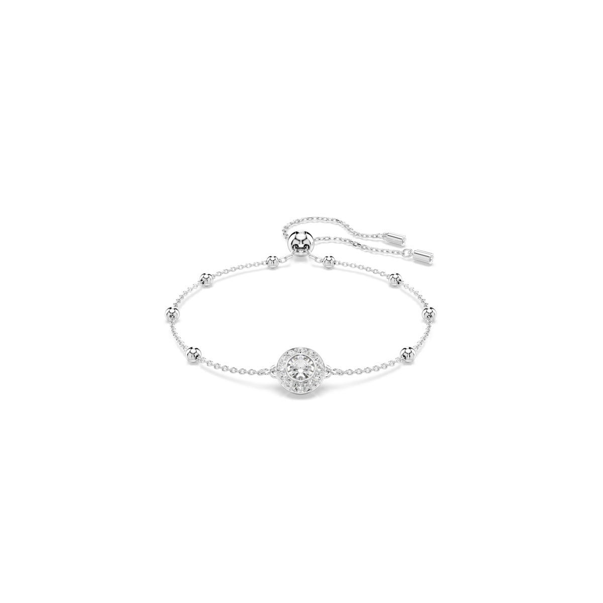 Una Angelic bracelet, Round cut, White, Rhodium plated