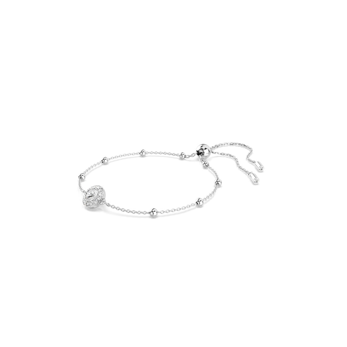Una Angelic bracelet, Round cut, White, Rhodium plated