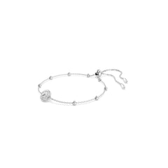 Una Angelic bracelet, Round cut, White, Rhodium plated