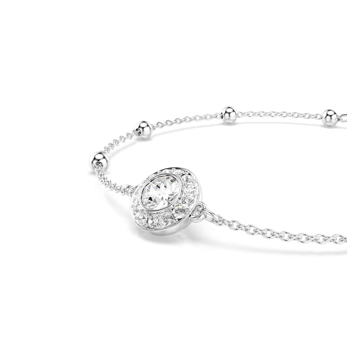 Una Angelic bracelet, Round cut, White, Rhodium plated