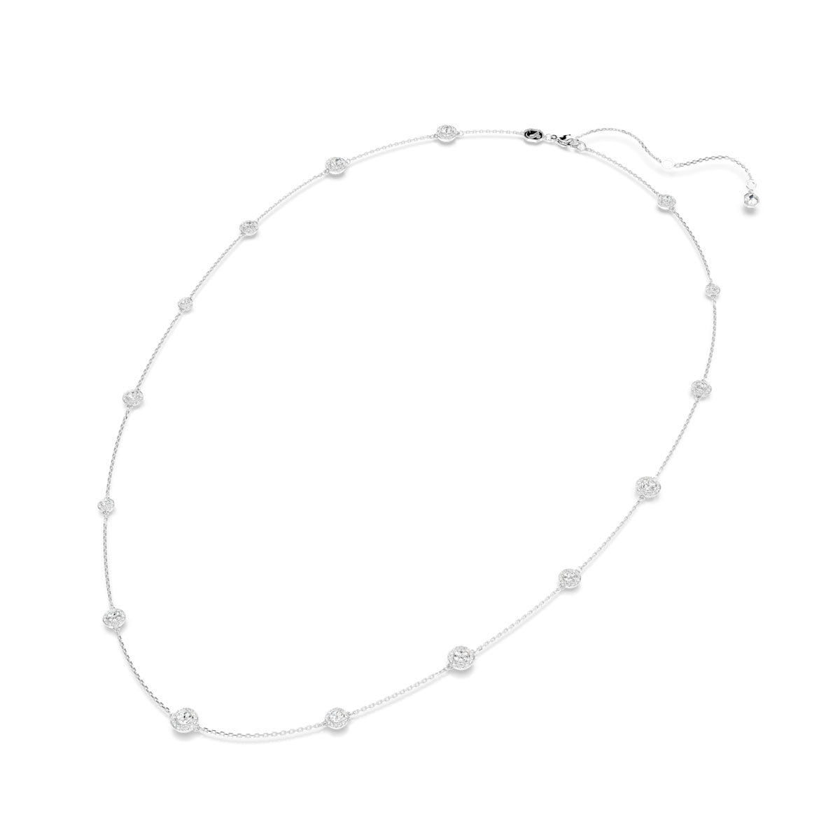 Una Angelic strandage, Round cut, White, Rhodium plated