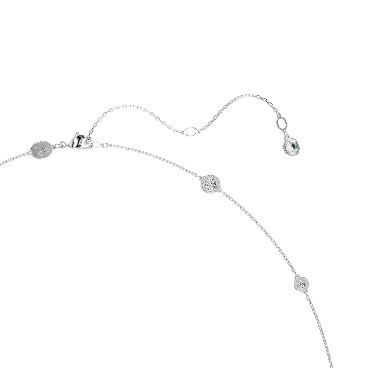Una Angelic strandage, Round cut, White, Rhodium plated