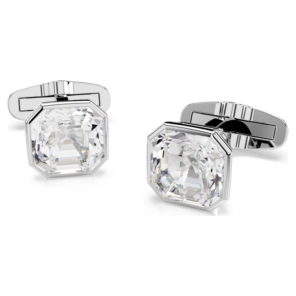 Millenia cufflinks Octagon cut, White, Rhodium plated