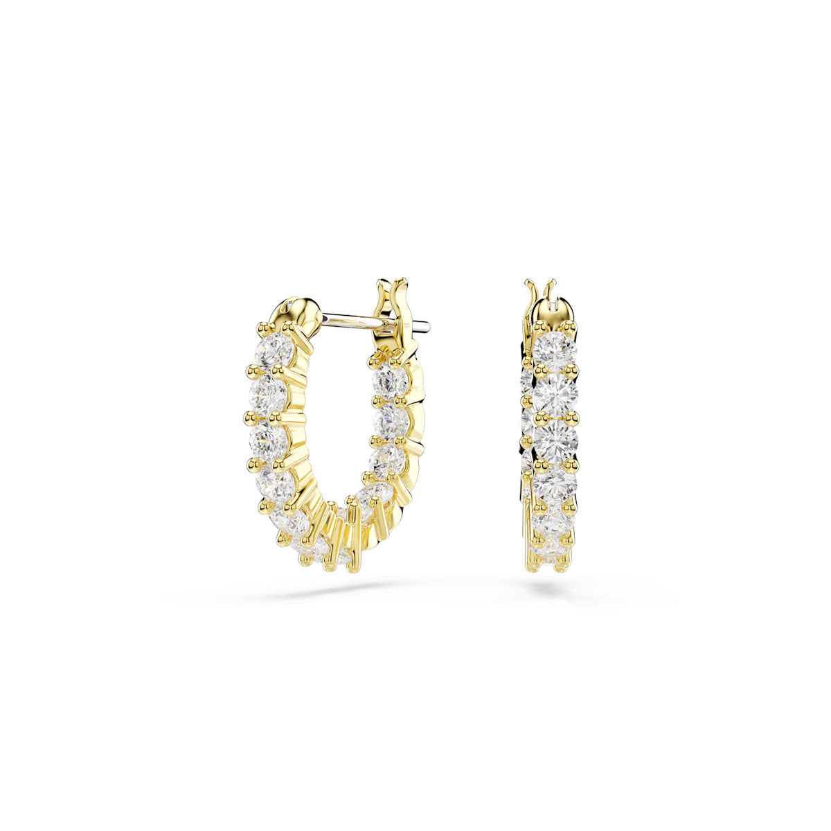 Matrix Vittore hoop earrings, Round cut, White, Gold-tone plated