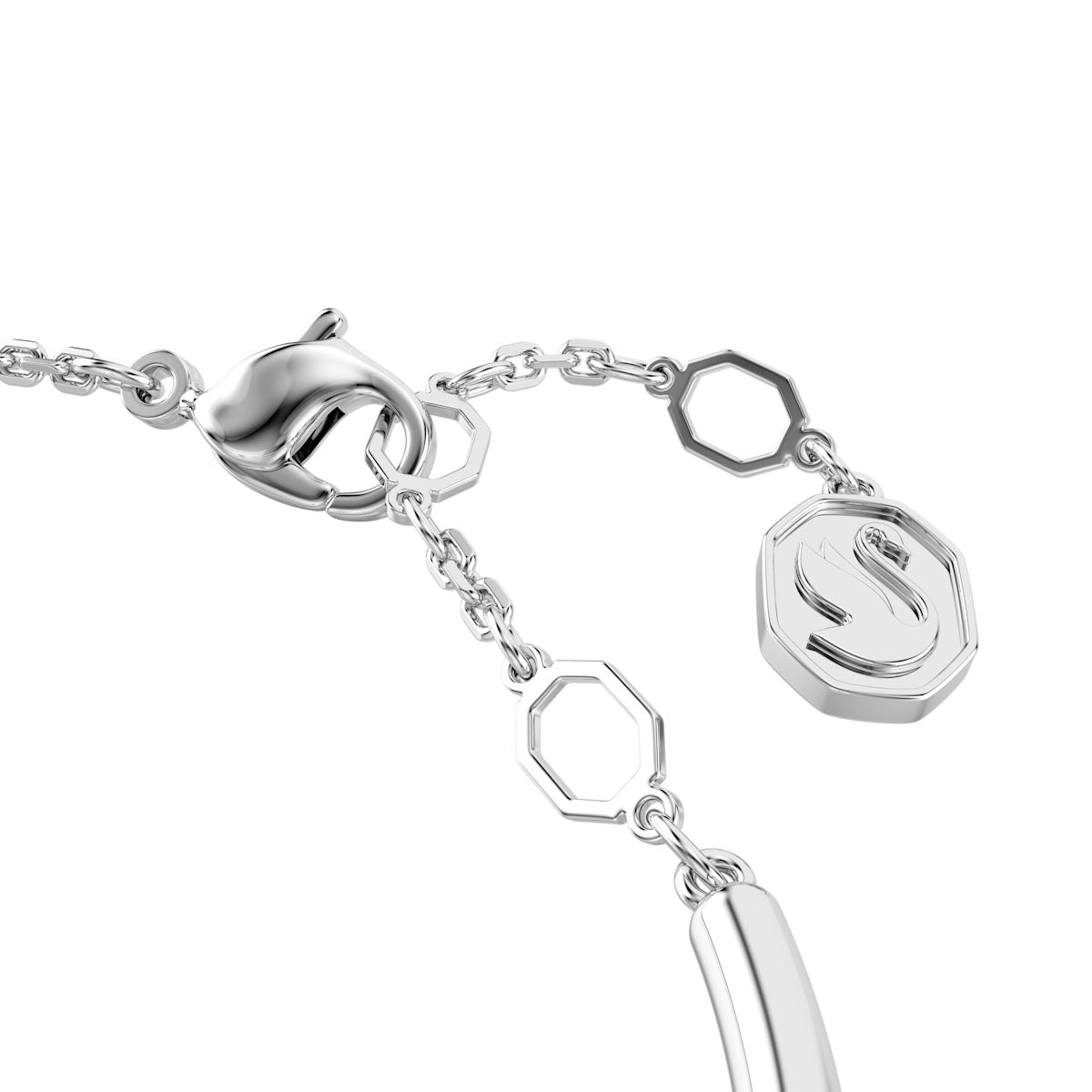 Dextera bangle, Round cut, White, Rhodium plated