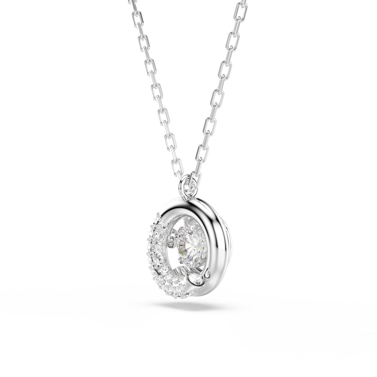Dextera pendant, Round cut, White, Rhodium plated