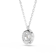 Dextera pendant, Round cut, White, Rhodium plated
