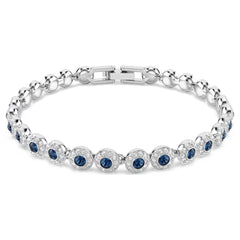 Una Angelic Tennis bracelet Round cut, Blue, Rhodium plated