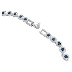 Una Angelic Tennis necklace Round cut, Blue, Rhodium plated