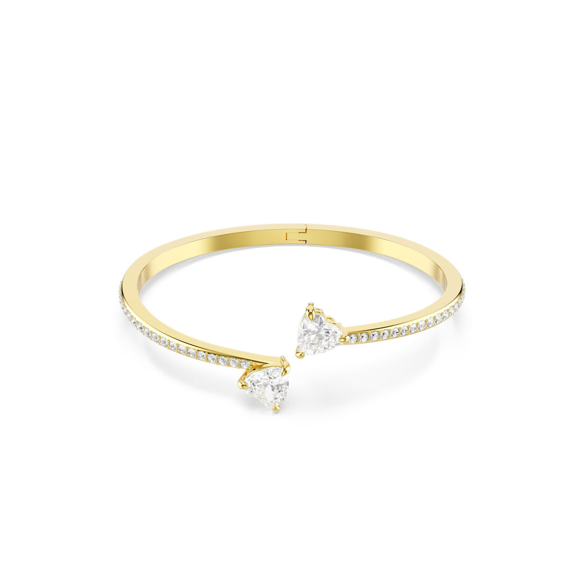 Mesmera Attract bangle, Heart, White, Gold-tone plated