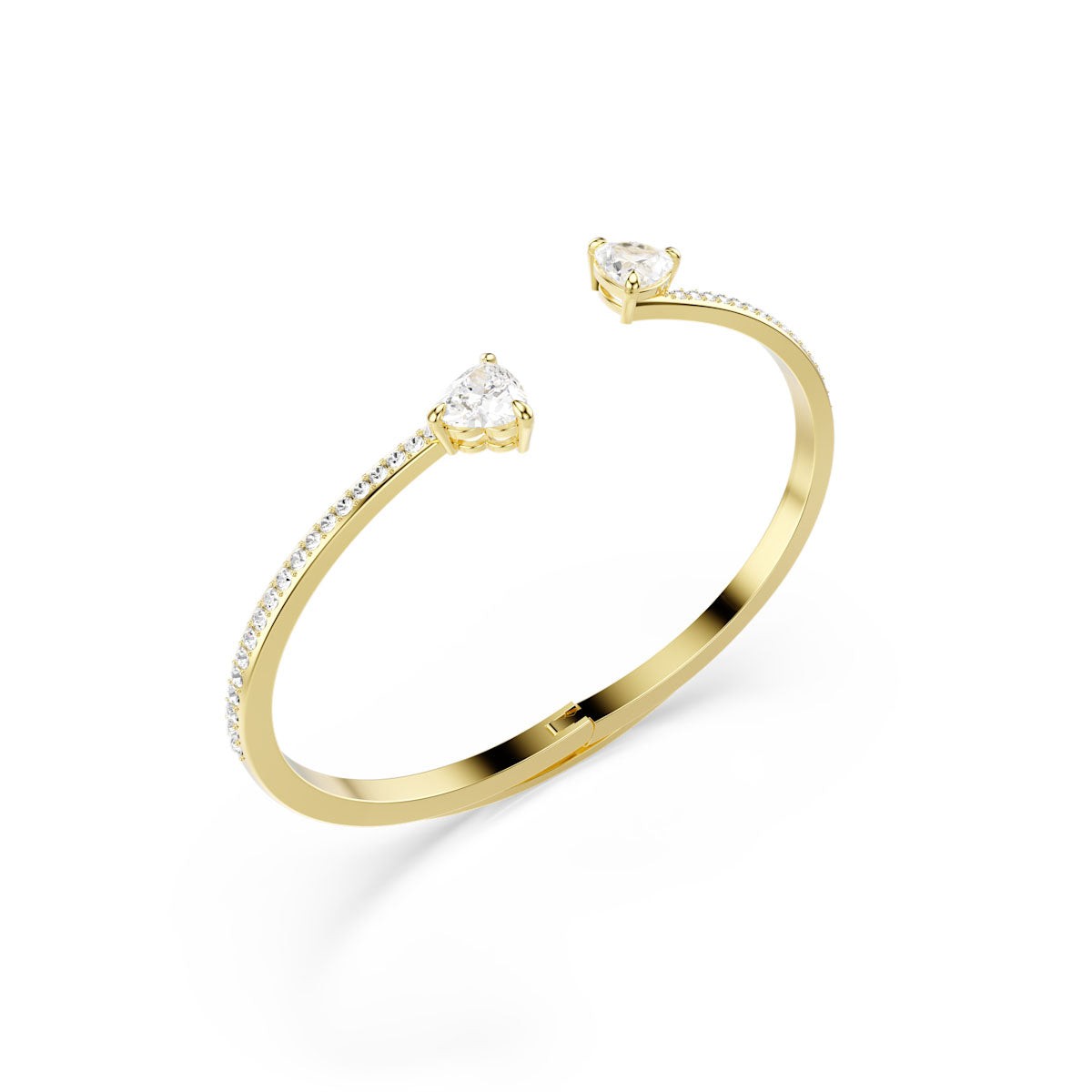 Mesmera Attract bangle, Heart, White, Gold-tone plated