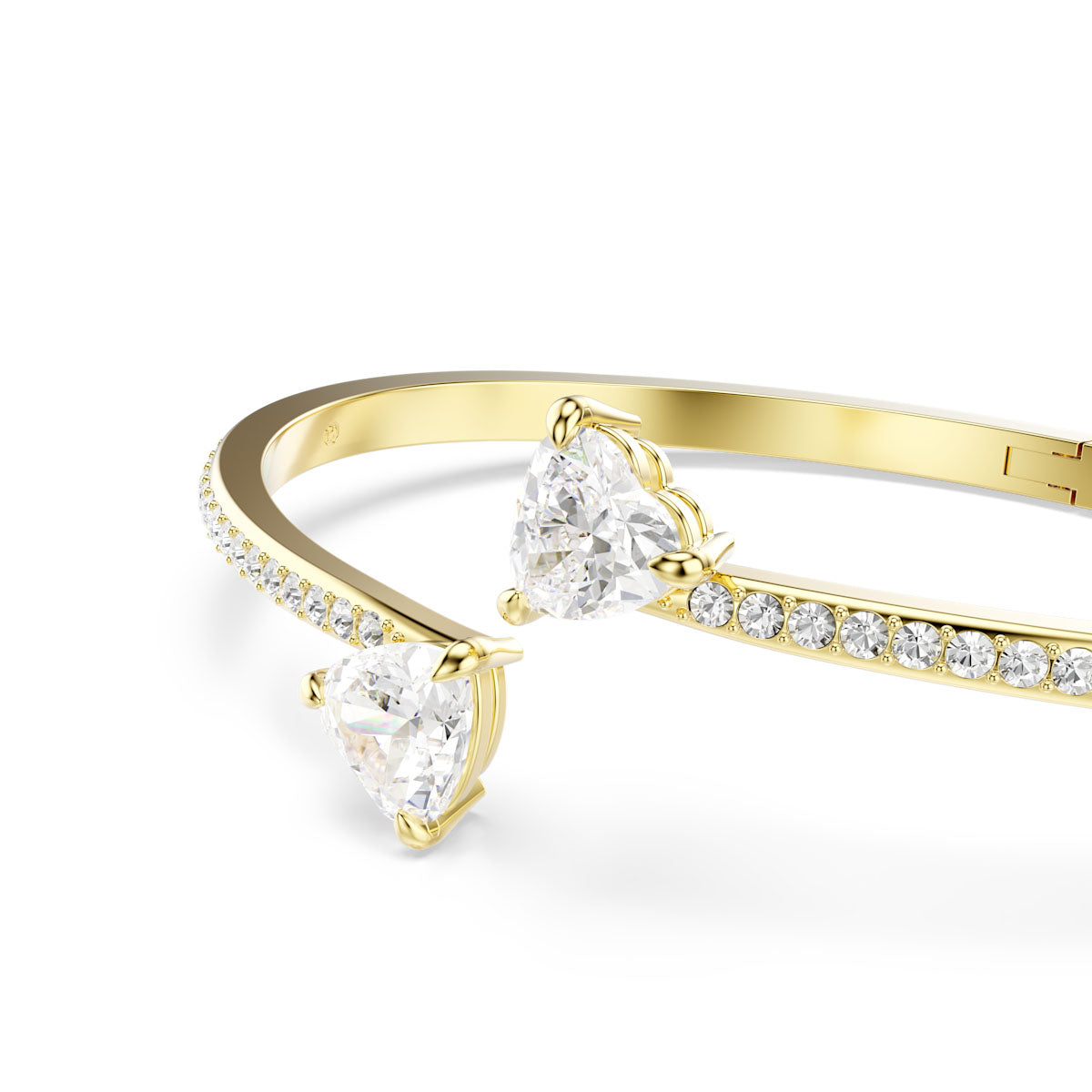Mesmera Attract bangle, Heart, White, Gold-tone plated