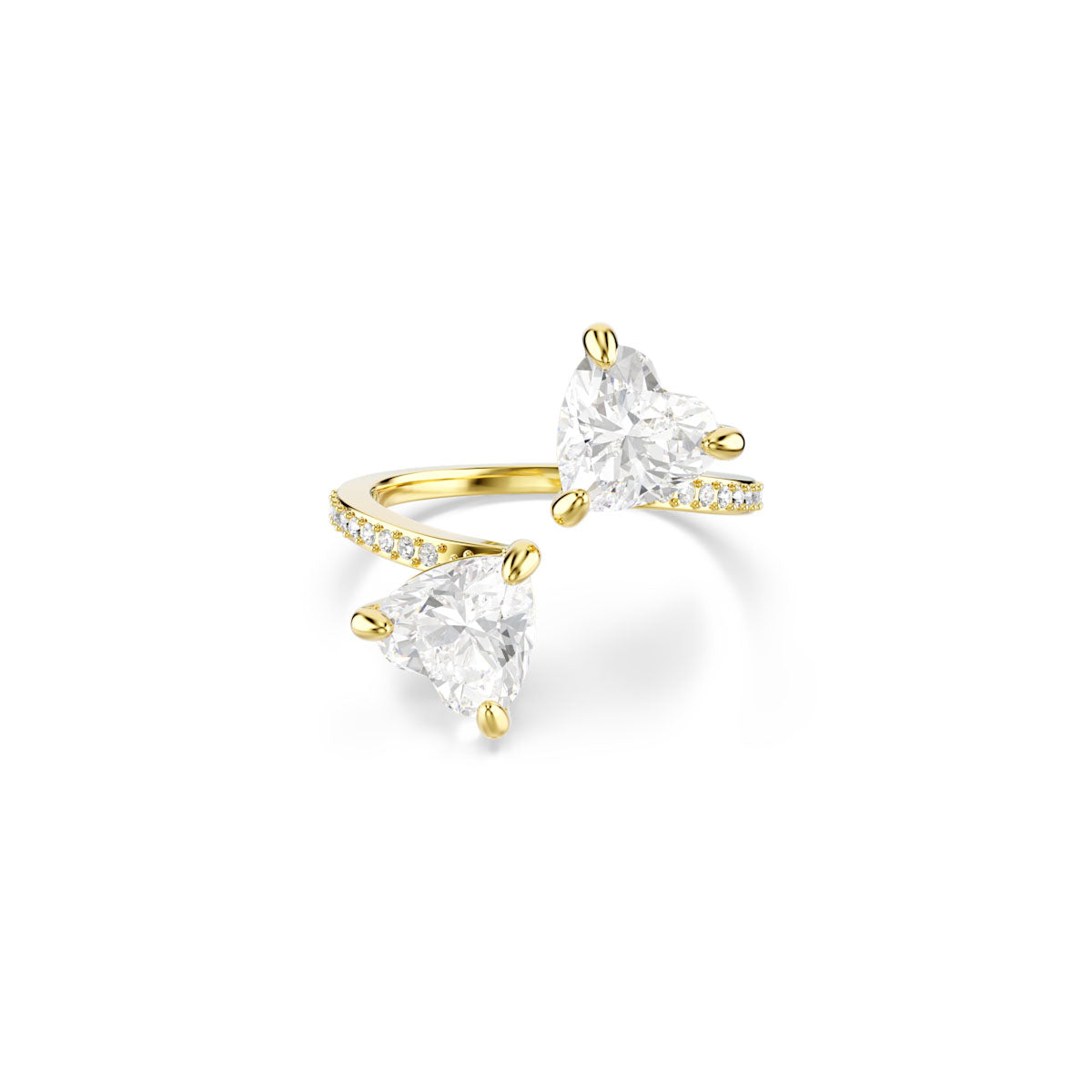 Mesmera Attract open ring, Heart cut, Pavé, Heart, White, Gold-tone plated