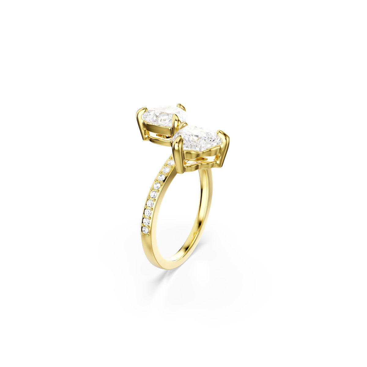 Mesmera Attract open ring, Heart cut, Pavé, Heart, White, Gold-tone plated