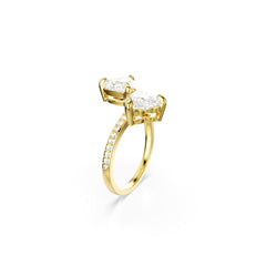 Mesmera Attract open ring, Heart cut, Pavé, Heart, White, Gold-tone plated