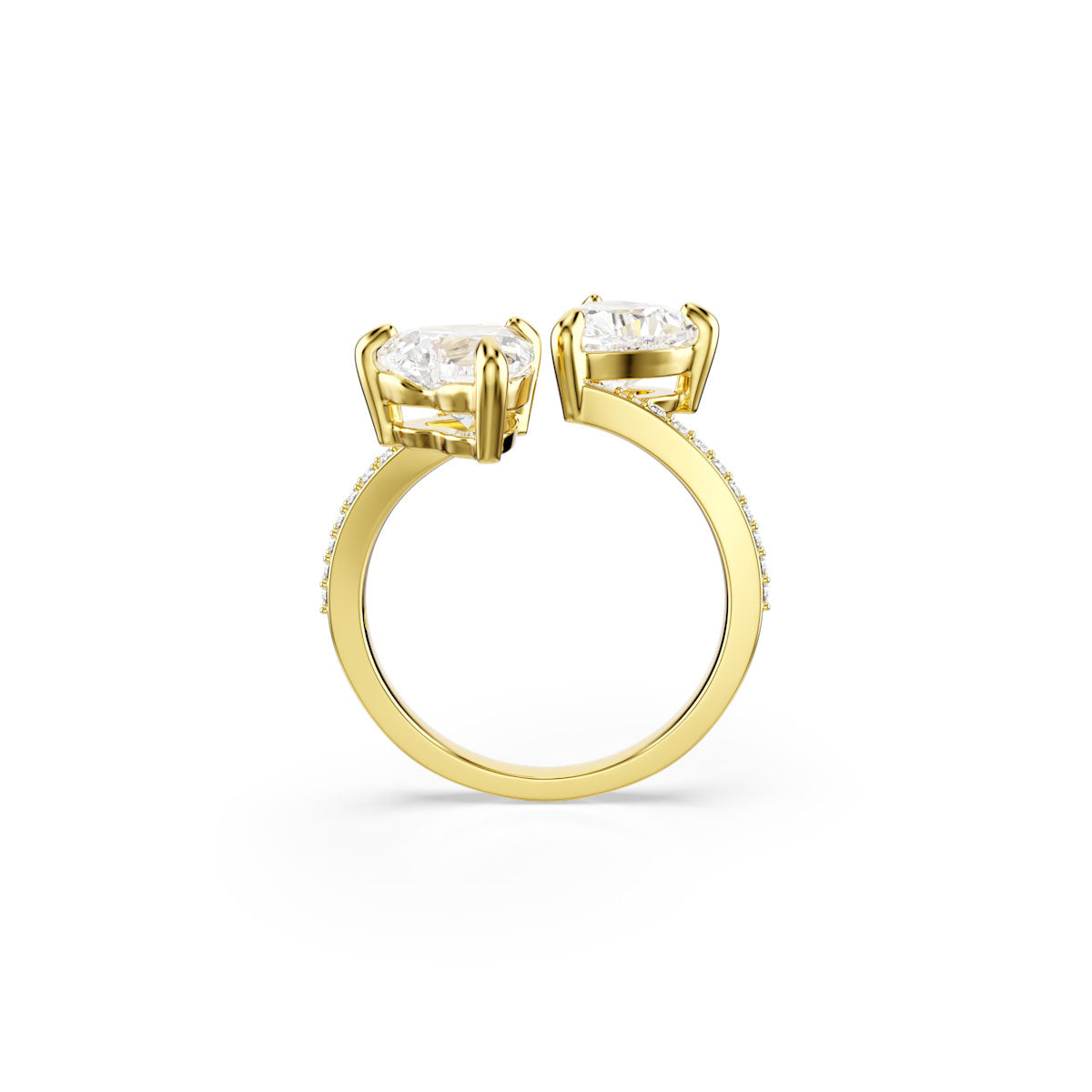 Mesmera Attract open ring, Heart cut, Pavé, Heart, White, Gold-tone plated