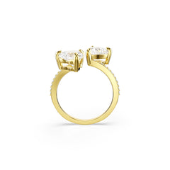 Mesmera Attract open ring, Heart cut, Pavé, Heart, White, Gold-tone plated
