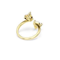 Mesmera Attract open ring, Heart cut, Pavé, Heart, White, Gold-tone plated