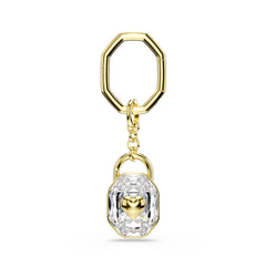 Key ring, Oval cut, White, Gold-tone plated
