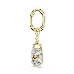 Key ring, Oval cut, White, Gold-tone plated