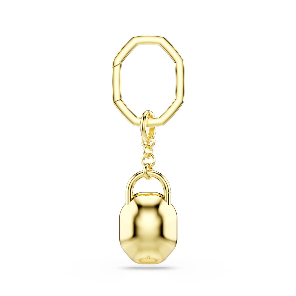 Key ring, Oval cut, White, Gold-tone plated
