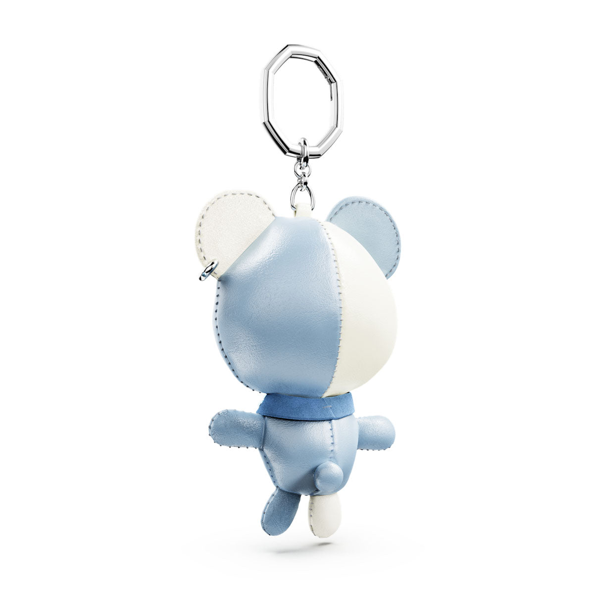 Teddy bag charm, Bear, Blue, Rhodium plated
