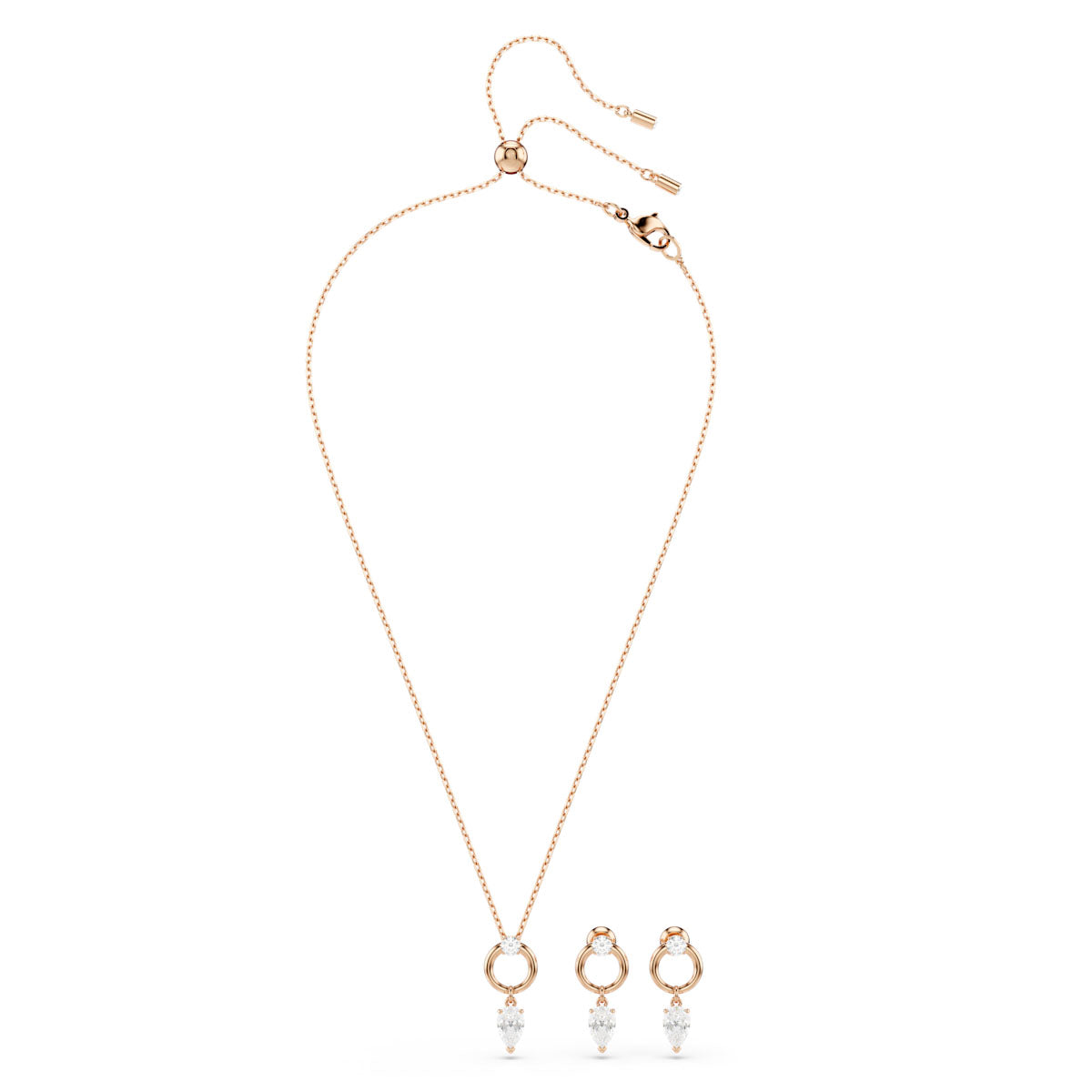 Mesmera set, Pear cut, Round cut, White, Rose gold-tone plated