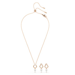 Mesmera set, Pear cut, Round cut, White, Rose gold-tone plated