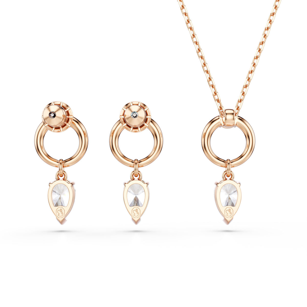 Mesmera set, Pear cut, Round cut, White, Rose gold-tone plated