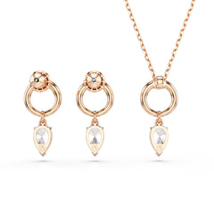 Mesmera set, Pear cut, Round cut, White, Rose gold-tone plated