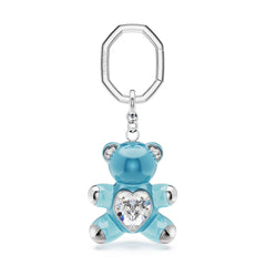 Teddy key ring, Bear, Blue, Rhodium plated