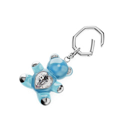 Teddy key ring, Bear, Blue, Rhodium plated